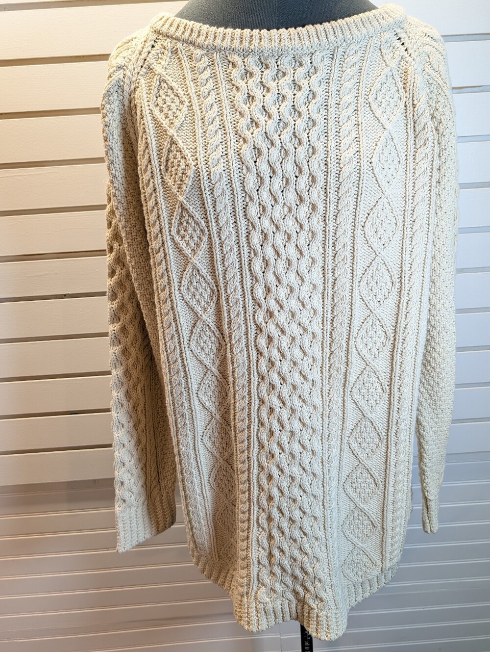 L.L.Bean Signature 100% Cotton Heavy Cable Knit Tunic Sweater – Size Large EUC - Picture 3 of 10